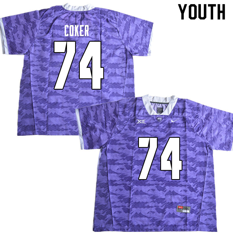 Youth #74 Andrew Coker TCU Horned Frogs College Football Jerseys Sale-Limited Purple - Click Image to Close